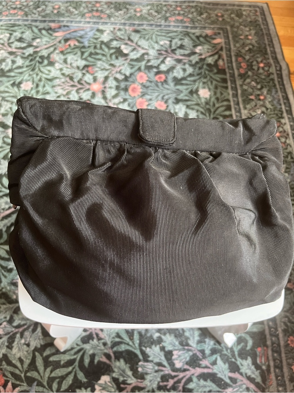 Vintage Furla Black Ribbed Grosgrain Pouch Clutch Bag